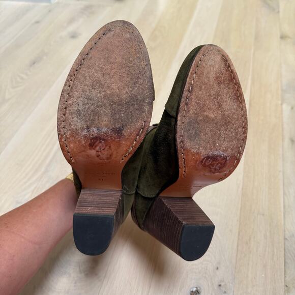 Rag & Bone Harrow Suede Heeled Ankle Boot SZ 41 US 10 Olive Green Western Fall - Picture 7 of 8